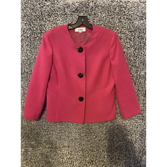 LE SUIT. Deep Pink Lined Long Sleeve Jacket. Size 10 Workwear. Formal Business - Picture 7 of 10